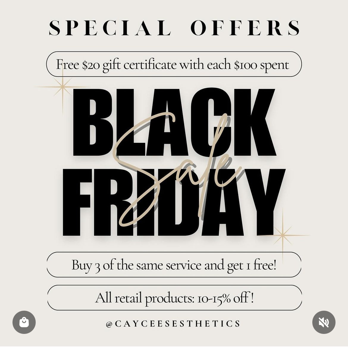 Buy $100 gift card get $20 FREE- Black Friday Special
